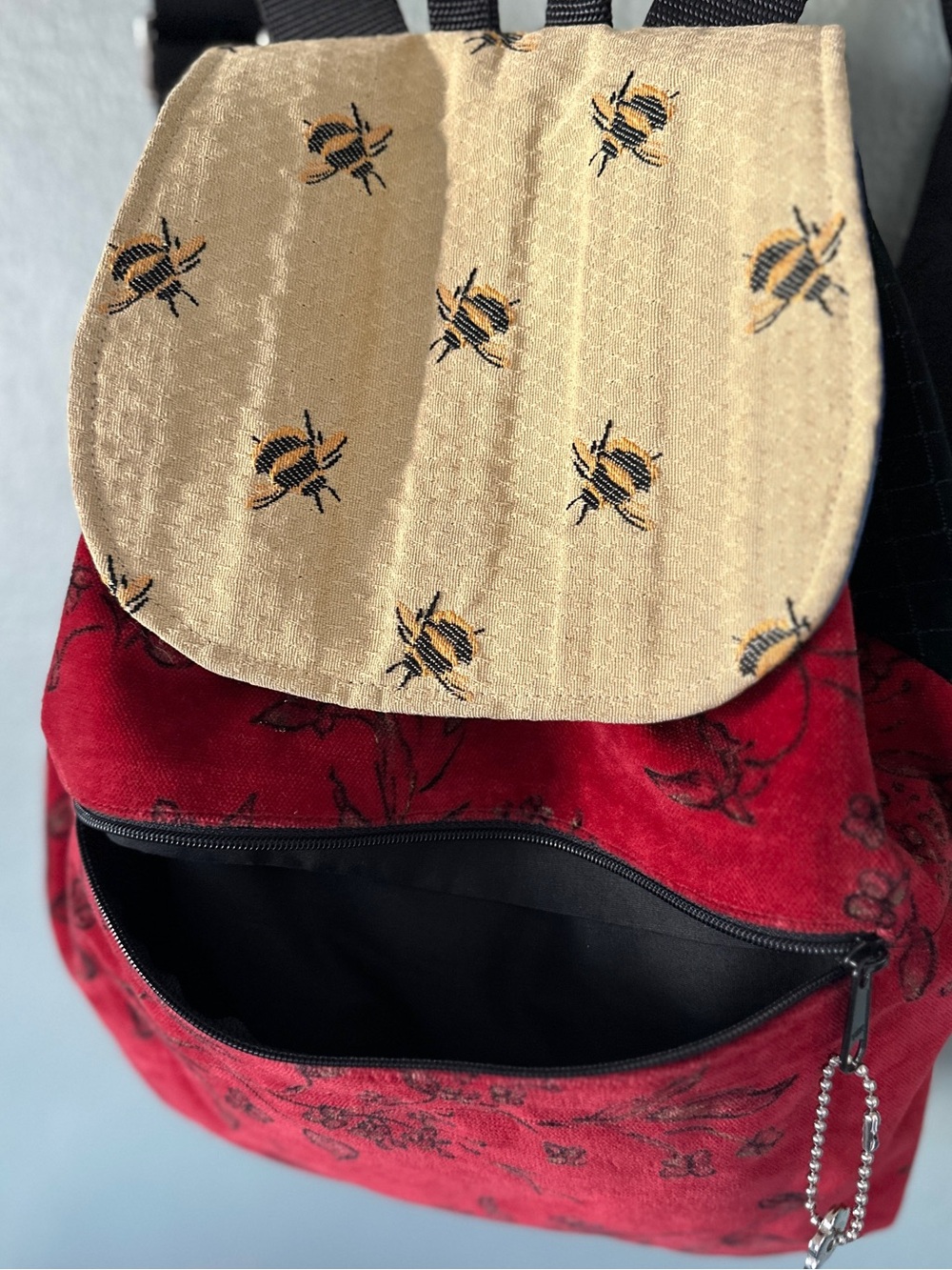 Nordic House Designs Red Velvet Bumblebee Backpack Bag - Picture 3 of 15